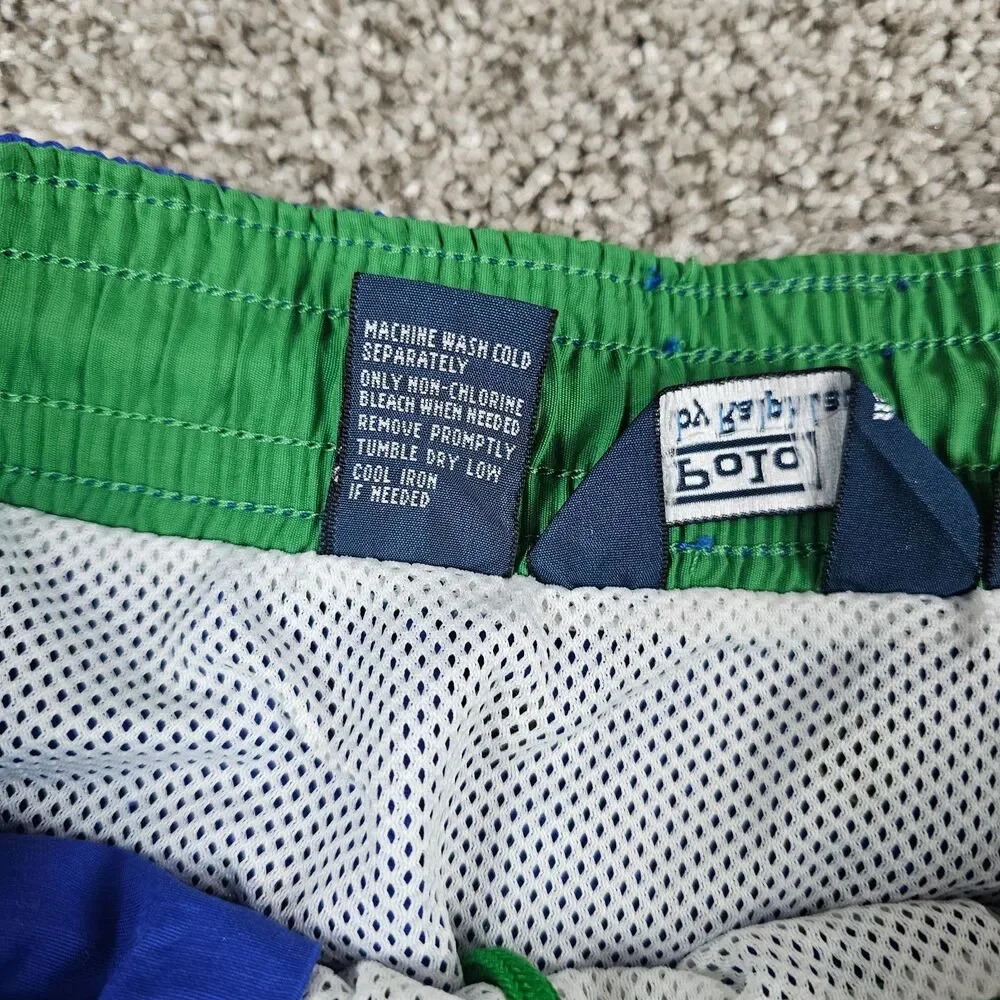 Vintage Polo Ralph Lauren Swim Trunks Men Large Blue Board Shorts Mesh Lined 90s